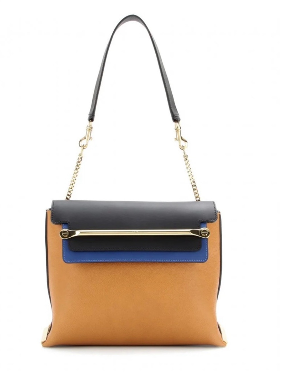 Chloe Teak Brown Tricolor Leather Clare Shoulder Bag